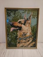 Geborduurde herder., Huis en Inrichting, Ophalen, Minder dan 50 cm, Schilderij, Minder dan 50 cm