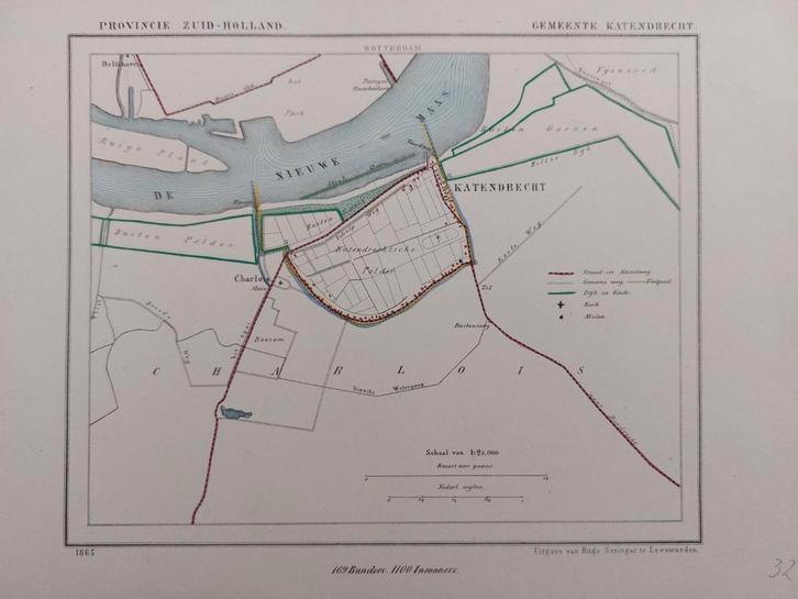 77 / Litho uit 1865 door J. Kuyper van Katendrecht ZH, Antiek en Kunst, Kunst | Litho's en Zeefdrukken, Ophalen of Verzenden