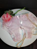Sissy Open crotch pink high-gloss organza panties., Handmade, Verzenden, Roze, Slip