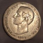 Spaanse 5 Pesetas 1875 - Alfonso XII Zilveren Munt, Vóór koninkrijk, Verzenden, Zilver, Overige waardes