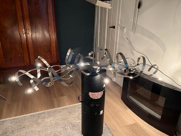 Hanglamp/kroonluchter Ztahl RVS 140 x 50 cm, Huis en Inrichting, Lampen | Kroonluchters, Gebruikt, Ophalen