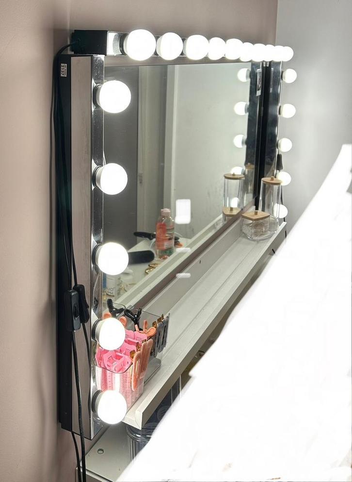 Spiegel met ledlampen, Huis en Inrichting, Woonaccessoires | Spiegels, Zo goed als nieuw, Minder dan 50 cm, Minder dan 100 cm
