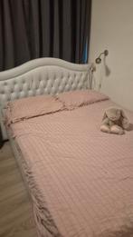 Stevig Chesterfield look bed 160x200, Ophalen, Gebruikt, Wit, Tweepersoons