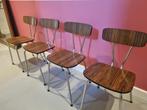 4 mooie vintage formica stoelen, Huis en Inrichting, Ophalen, Gebruikt, Bruin, Vier