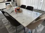 Stijlvolle eettafel – 6 persoons – marmerlook – 182x93 cm, Zo goed als nieuw, Vijf personen of meer, 150 tot 200 cm, Rechthoekig
