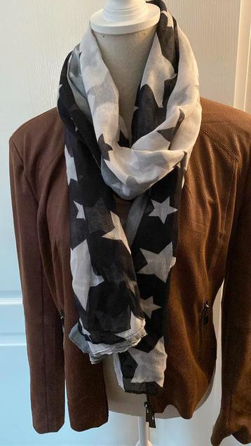 Sjaal Grijs Zwart met sterren 199 x 80 cm