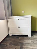 Witte houten commode met 2 lades, Huis en Inrichting, Kasten | Ladekasten, Ophalen, 1 of 2 laden, 50 tot 100 cm, Zo goed als nieuw