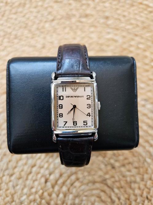 Emporio Armani, heren horloge, AR- 0203, vierkant horloge, Sieraden, Tassen en Uiterlijk, Horloges | Heren, Gebruikt, Polshorloge