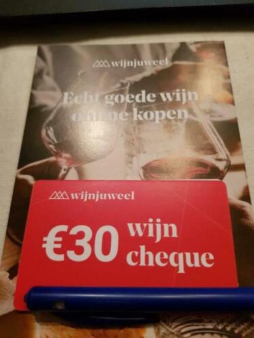 Wijncheque wijnjuweel € 30,00, Tickets en Kaartjes, Kortingen en Cadeaubonnen, Eén persoon, Overige typen, Kortingsbon