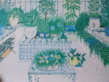 Groot dienblad uit Italie afbeelding serre met planten beschikbaar voor biedingen