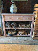 Zware eiken Sidetable met Bunzlau knopjes 112x45x90 cm, Ophalen, Zo goed als nieuw, 25 tot 50 cm, Rechthoekig