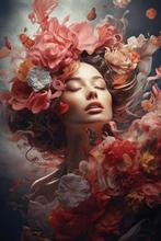 Glasschilderij vrouwen hoofd, met Bloemen, Gehard glas, Huis en Inrichting, Ophalen of Verzenden, Nieuw