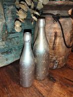 2 brocante flessen zilver a goudkleurig vaasjes vazen, Overige kleuren, ., Ophalen of Verzenden, .