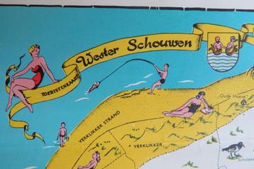 Vintage Toeristenkaart Westerschouwen, Zeeland beschikbaar voor biedingen