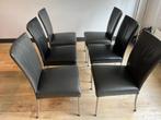 6 lederen eetkamerstoelen, Bert Plantagie, Ophalen, Gebruikt, Leer, Vijf, Zes of meer stoelen