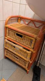 Vintage Rotan Kastje met 3 Lades, Huis en Inrichting, Badkamer | Badkamermeubels, Ophalen, (Half)hoge kast, Minder dan 50 cm, Gebruikt
