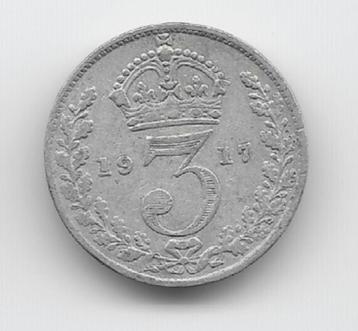 Verenigd Koninkrijk 3 pence 1917  KM# 813 beschikbaar voor biedingen