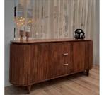 Dresso Dressoir Tide 4 Deur 3 Lades-190x45x80 cm -Bruin-Ma, Huis en Inrichting, Kasten | Dressoirs, Ophalen of Verzenden, Nieuw