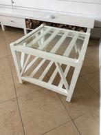 Set van 2 witte houten bijzettafels met glasplaat – perfect, Gebruikt, 55 tot 75 cm, Landelijk Riviera Maison, Rechthoekig