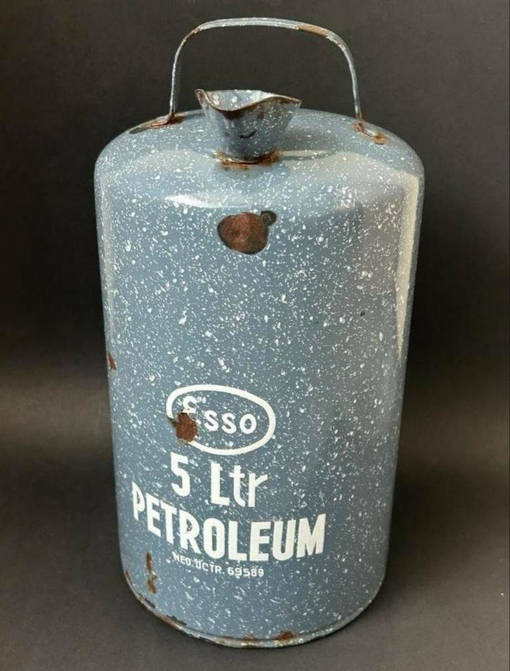 Grijs Gespikkeld Esso Petroleumkan, Antiek en Kunst, Antiek | Emaille, Ophalen of Verzenden