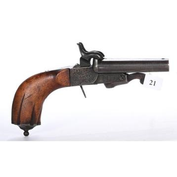 Dubbelloops penvuur pistool anno 1855 beschikbaar voor biedingen