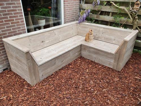 Unieke loungebank, complete loungeset van steigerhout, Tuin en Terras, Tuinsets en Loungesets, Nieuw, Steigerhout, Ophalen