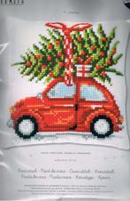 Cado vervaco borduurpakket kussen auto met kerstboom, Ophalen of Verzenden, Nieuw, Handborduren, Borduurpakket