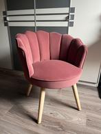 Roze velvet schelp fauteuil, stoel, Huis en Inrichting, Stoelen, Ophalen, Overige kleuren, Zo goed als nieuw, Eén