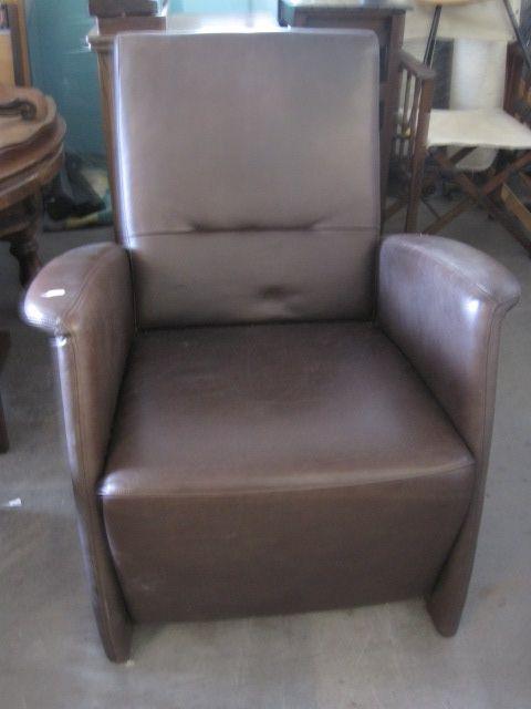 Bruin leren fauteuil, Huis en Inrichting, Fauteuils, Gebruikt