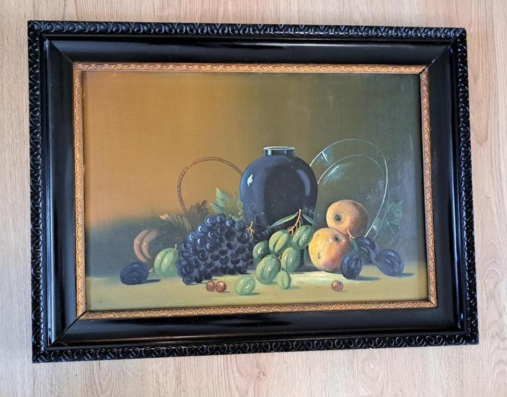 Fruit stilleven olieverf paneel schilderij houten lijst, Antiek en Kunst, Kunst | Schilderijen | Klassiek, Ophalen of Verzenden