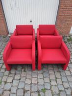 set van vier rode stoffen fauteuils, Ophalen, Zo goed als nieuw, Minder dan 75 cm, 50 tot 75 cm