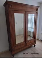 Eiken spiegelkast, Ophalen, 100 tot 150 cm, 200 cm of meer, Eikenhout