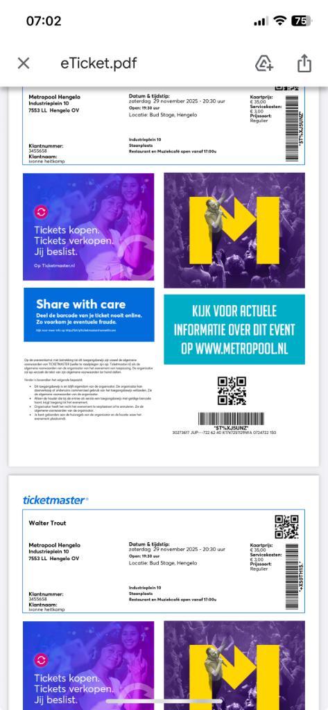 Walter Trout Metropool Hengelo, Tickets en Kaartjes, Concerten | Jazz en Blues, Twee personen, November