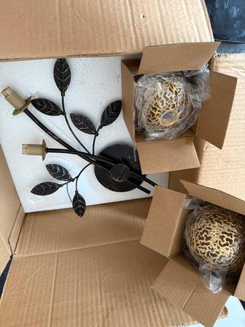 Lucande wandlamp met 2 lampen zwart - goud beschikbaar voor biedingen
