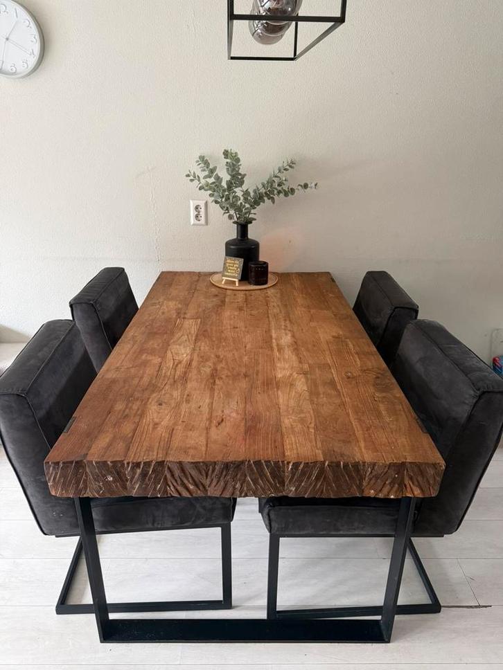 Industriële eettafel set, Huis en Inrichting, Tafels | Eettafels, Gebruikt, 50 tot 100 cm, 150 tot 200 cm, Vier personen, Rechthoekig