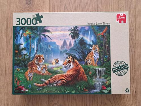 Legpuzzel 'Temple Lake Tigers' Jumbo 3000 stukjes als nieuw, Hobby en Vrije tijd, Denksport en Puzzels, Zo goed als nieuw, Legpuzzel