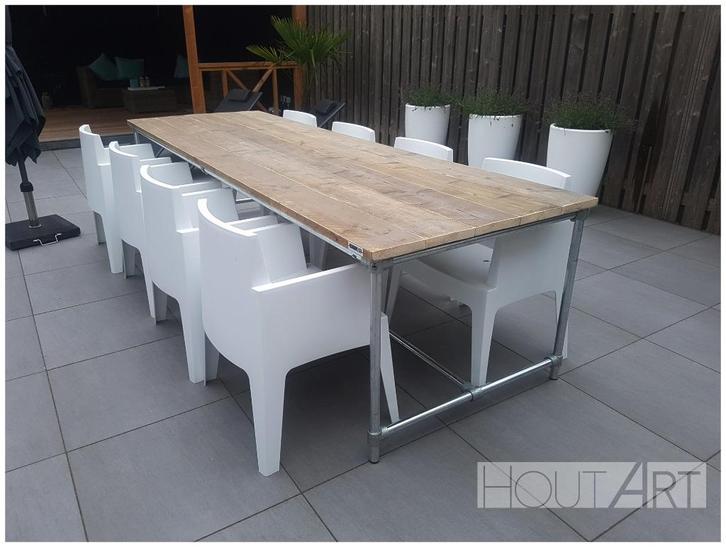Tafel / tuintafel steigerbuis met steigerhout, Tuin en Terras, Tuintafels, Nieuw, Rechthoekig, Hout, Ophalen of Verzenden