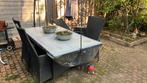 Tuinset tafel 4 verstelbare stoelen met kussens, Ophalen, Zo goed als nieuw