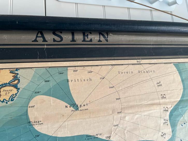 Antieke Schoolkaart Asien (Azië), Antiek en Kunst, Antiek | Schoolplaten, Aardrijkskunde, Ophalen of Verzenden