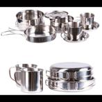 Camping pannenset, KOOKSET RVS 8-DELIG survival outdoor, Ophalen of Verzenden, Nieuw