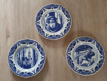 Delftsblauw wandbord 25cm St. Jan gilde Duizel zeldzaam 3x beschikbaar voor biedingen