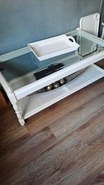 Witte salontafel glasplaat met facet., Ophalen, Zo goed als nieuw