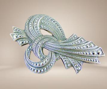 Prachtige 925 zilveren Art Deco knoop strik broche! beschikbaar voor biedingen