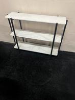 Sidetable marmer wit/creme met staal, Huis en Inrichting, Tafels | Sidetables, Info@savoireinteriors.com, 100 tot 150 cm, Ophalen of Verzenden