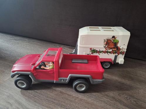 Schleich trailer met auto, roze met paard, Kinderen en Baby's, Speelgoed | Overig, Zo goed als nieuw, Jongen of Meisje, Ophalen