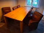 Eiken eeettafel met stoelen, Huis en Inrichting, Ophalen, 100 tot 150 cm, Eikenhout, 200 cm of meer