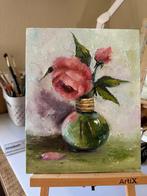 Olieverfschilderijen met bloemen, Minder dan 50 cm, Oorspronkelijke maker, Verzenden, Nieuw