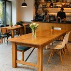 Vintage farm table, horeca klaptafels, boerentafel  245, Ophalen of Verzenden, Nieuw, 2 zitplaatsen