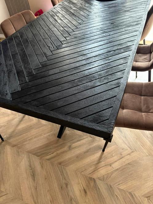 Zwarte visgraat eettafel 200x100cm, Huis en Inrichting, Tafels | Eettafels, 50 tot 100 cm, 150 tot 200 cm, Vijf personen of meer