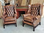 Set van 2 Churchill Chesterfield Oorfauteuils met knoppen, Eenpersoons, CHESTERFIELD, Nieuw, 75 tot 100 cm